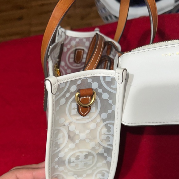 Tory Burch Transparent Tote with White and Tan Accents - Picture 4 of 6